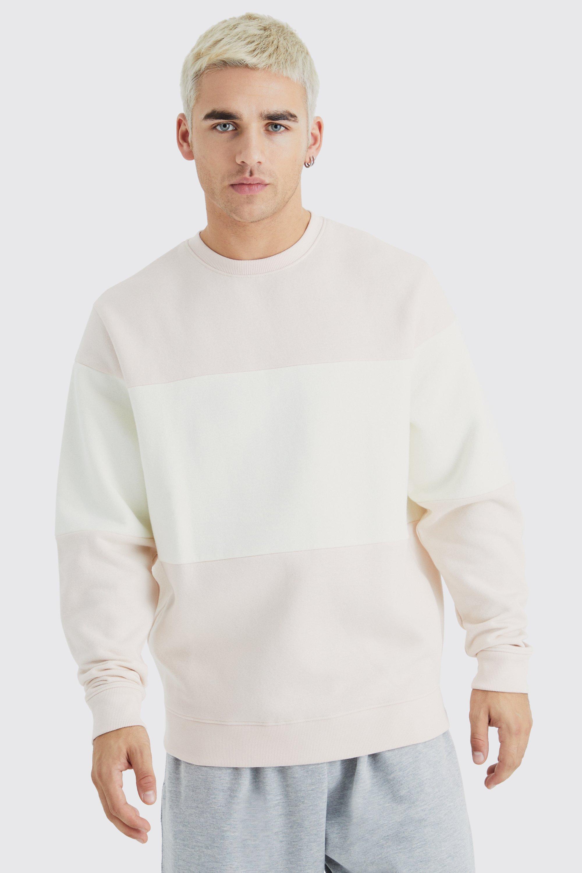 Mens Blue Colour Block jumper, Blue
